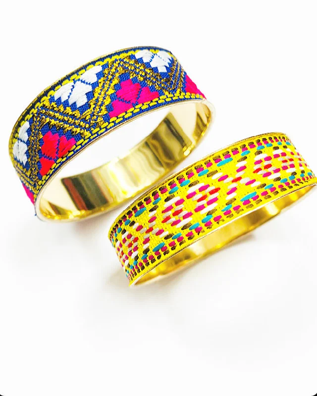 gold cuff bangles for women-Colour Pop Duo Bangle Bracelet Set