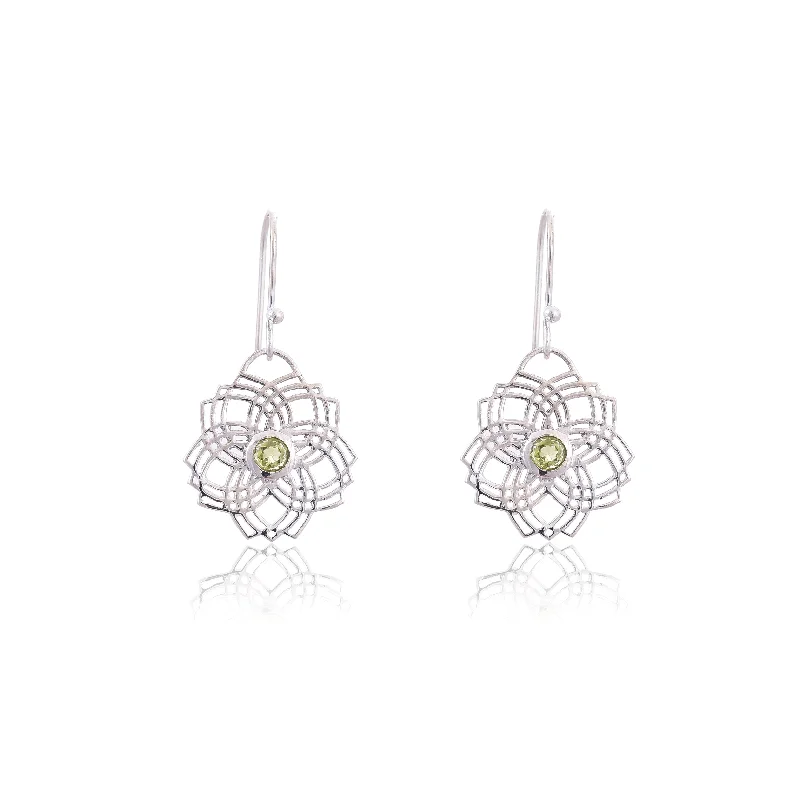 unique earrings for women-Silver Mountain Sterling Silver Peridot Earring