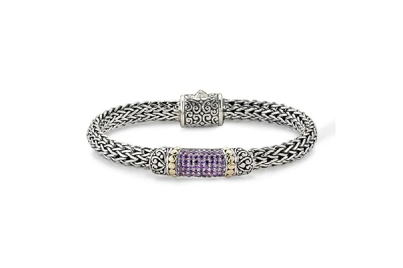 silver-plated bangles for women-Ubud Bracelet- Amethyst