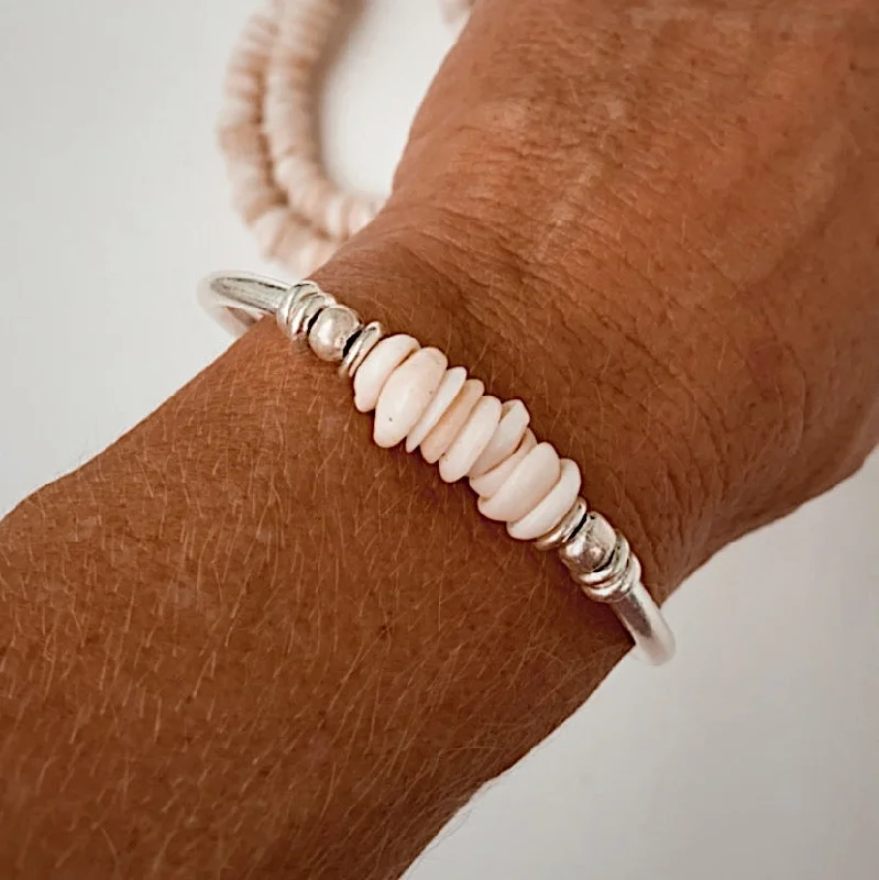 statement bangles for women-PUKA SHELL BRACELET