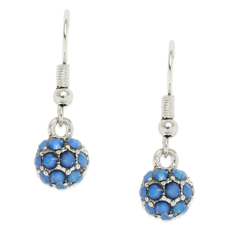 dainty earrings for women-Mahi Royal Sparklers Blue Crystals Ball Earrings for Women (ER1109753RBlu)