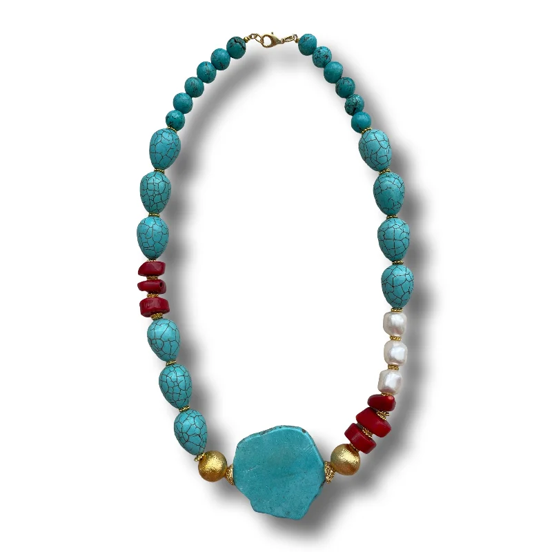 delicate chain necklaces for women-Turquoise Reds Necklace