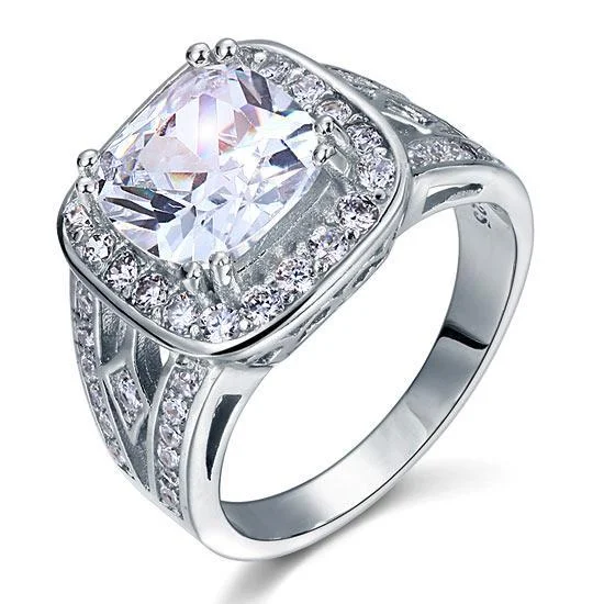 classic engagement rings-Art Deco 4.0 ct Cushion-Cut Diamond Engagement Ring