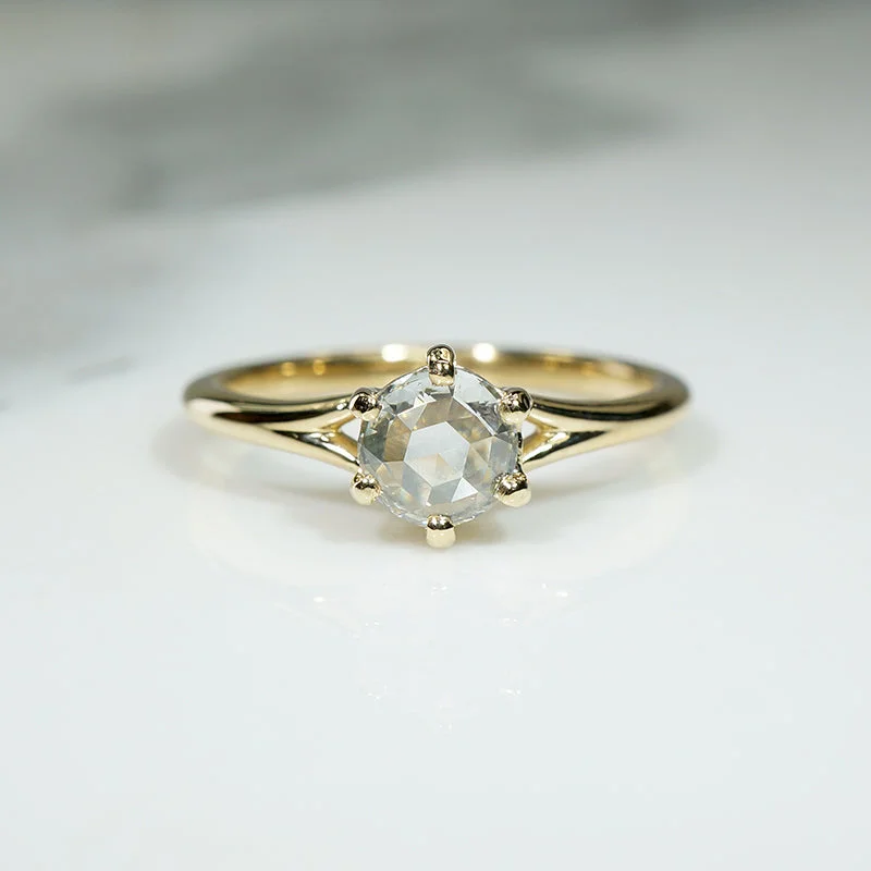 rose gold engagement rings-Exquisite Rose Cut Diamond in Recycled 18k Gold Ring by 720