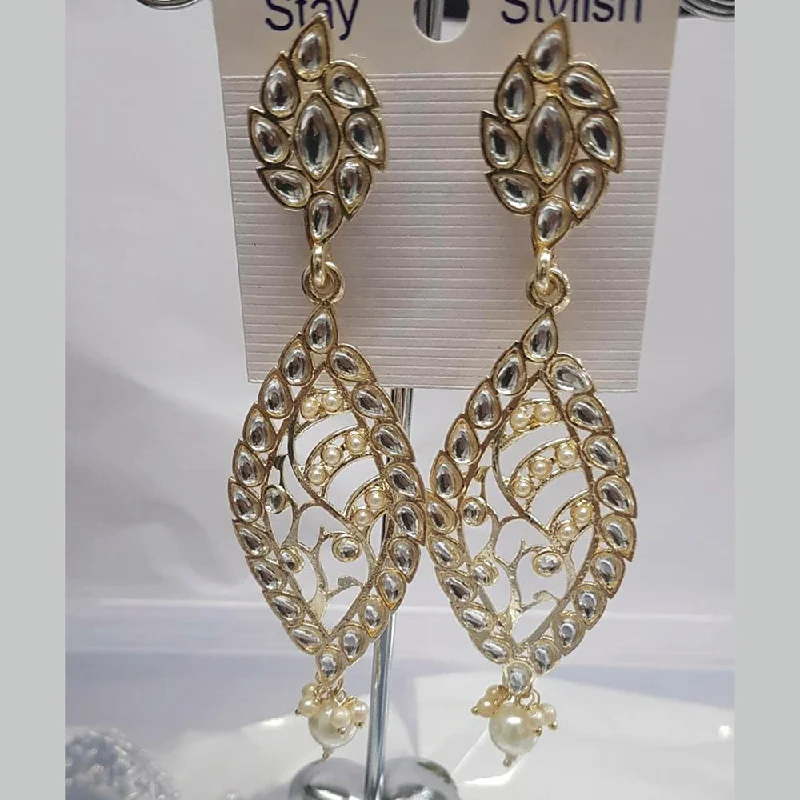 silver earrings for women-Shreeji Austrian Stone Gold Plated Dangler Earrings-ShreejiEar08