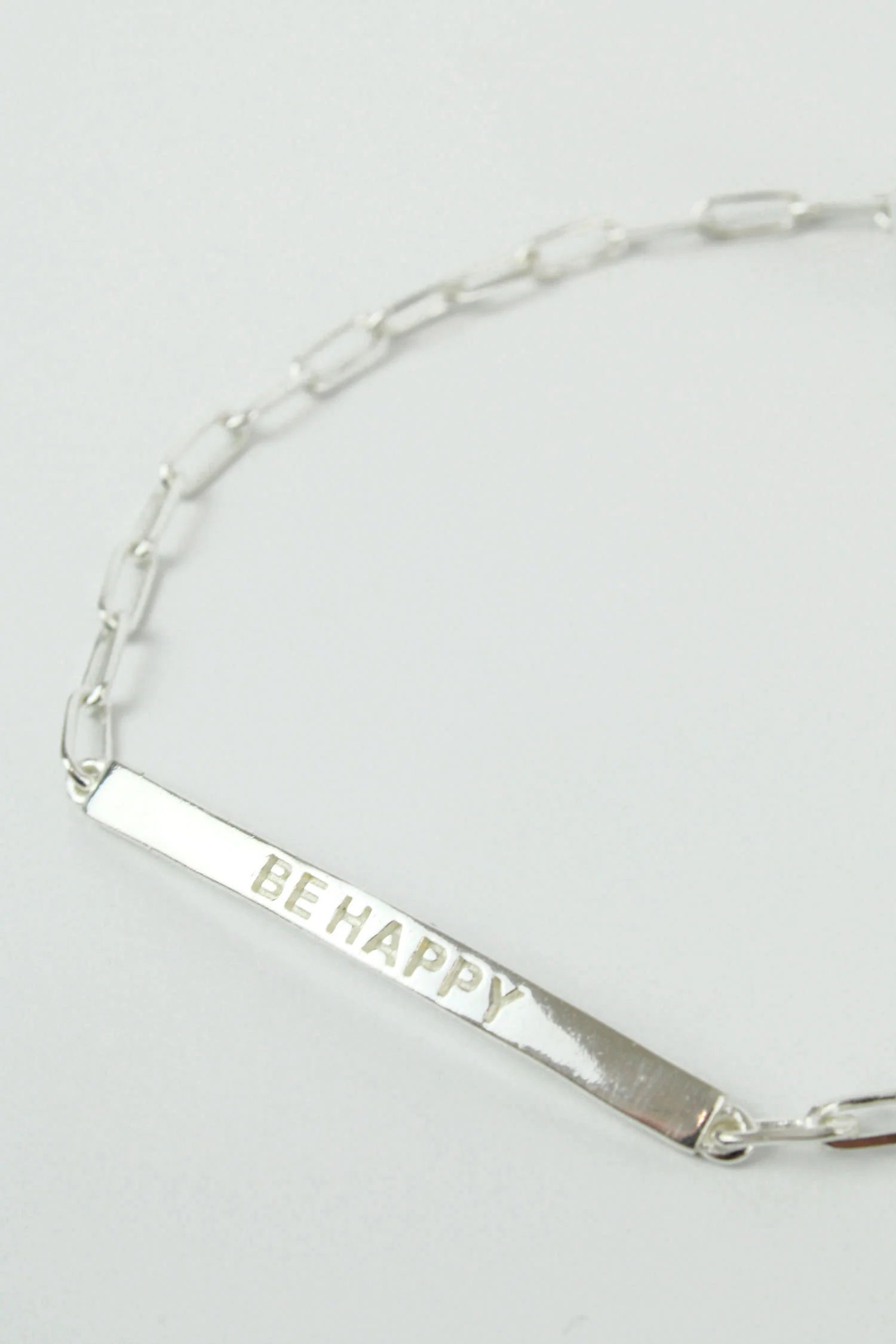 custom bangles for women-My Doris Silver Be Happy Bar Bracelet