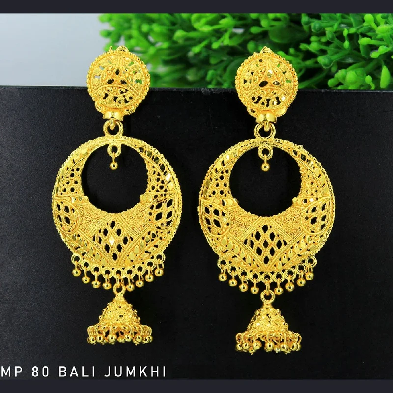 contemporary earrings for women-Mahavir Forming Gold Plated Dangler Earrings  - MP 80 Bali Jumkhi