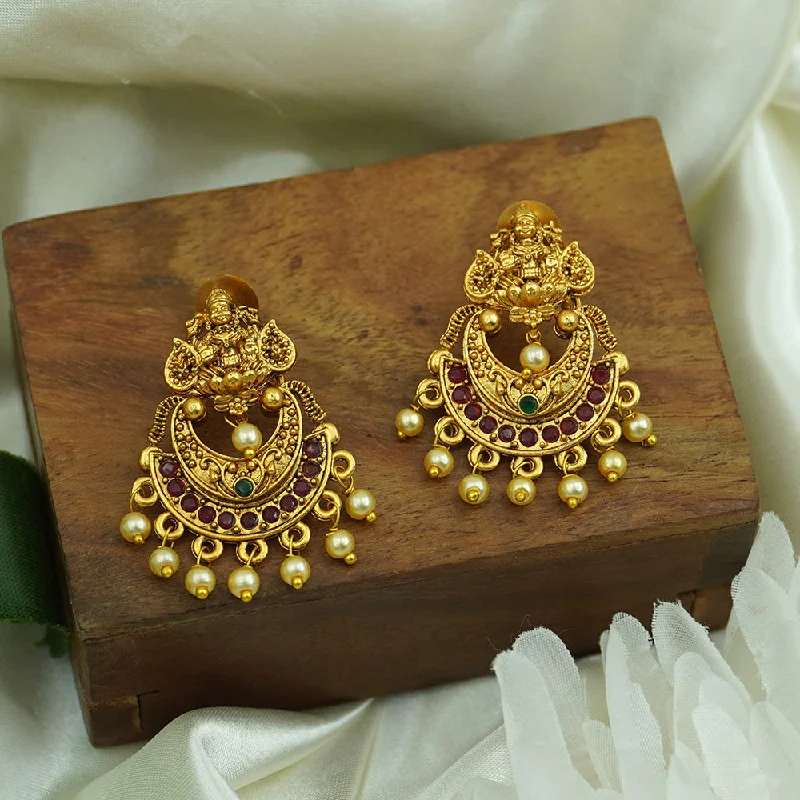 classic stud earrings for women-Diksha Collection Gold Plated Pota Stone Dangler Earrings