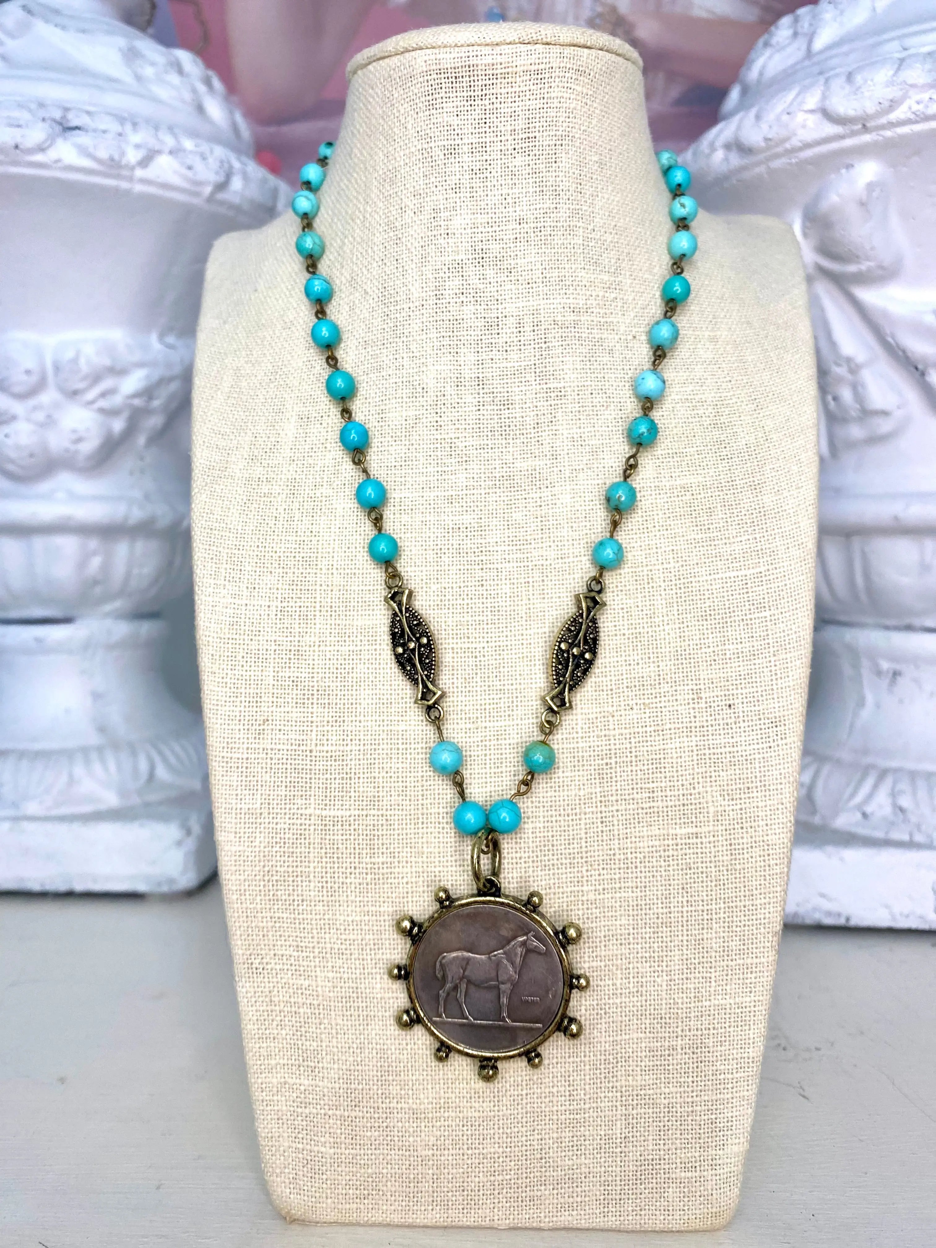 trendy pendant necklaces for women-Saddle Up Necklace - Turquoise