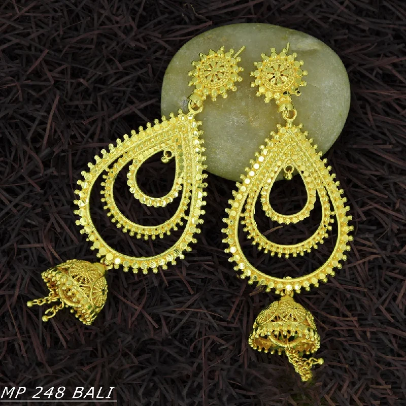 affordable luxury earrings for women-Mahavir Forming Gold Plated Dangler Earrings  - MP 248 Bali