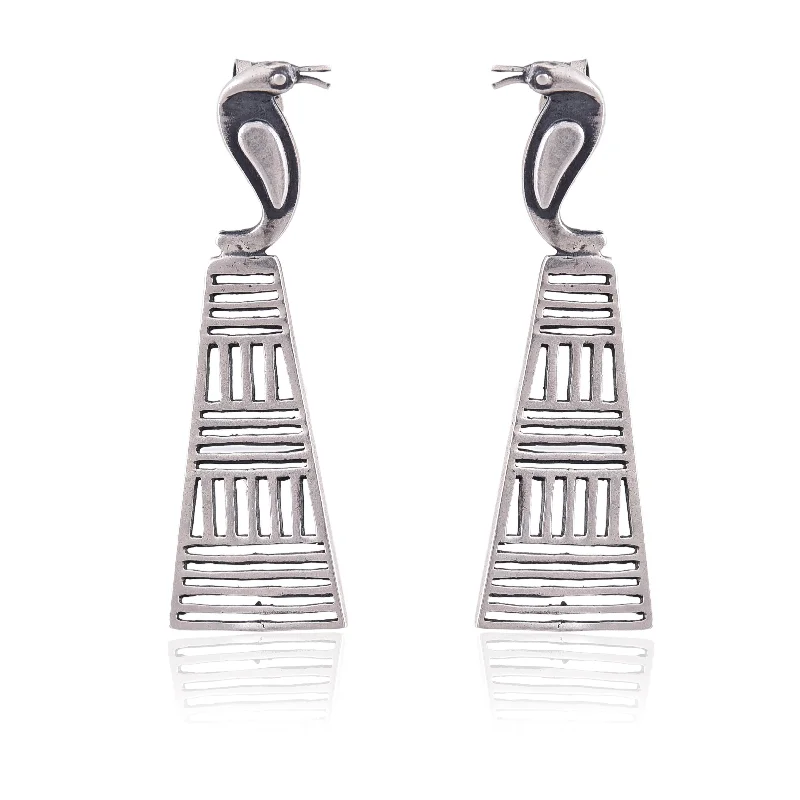 rose gold earrings for women-Silver Mountain 925 silver snake head earring