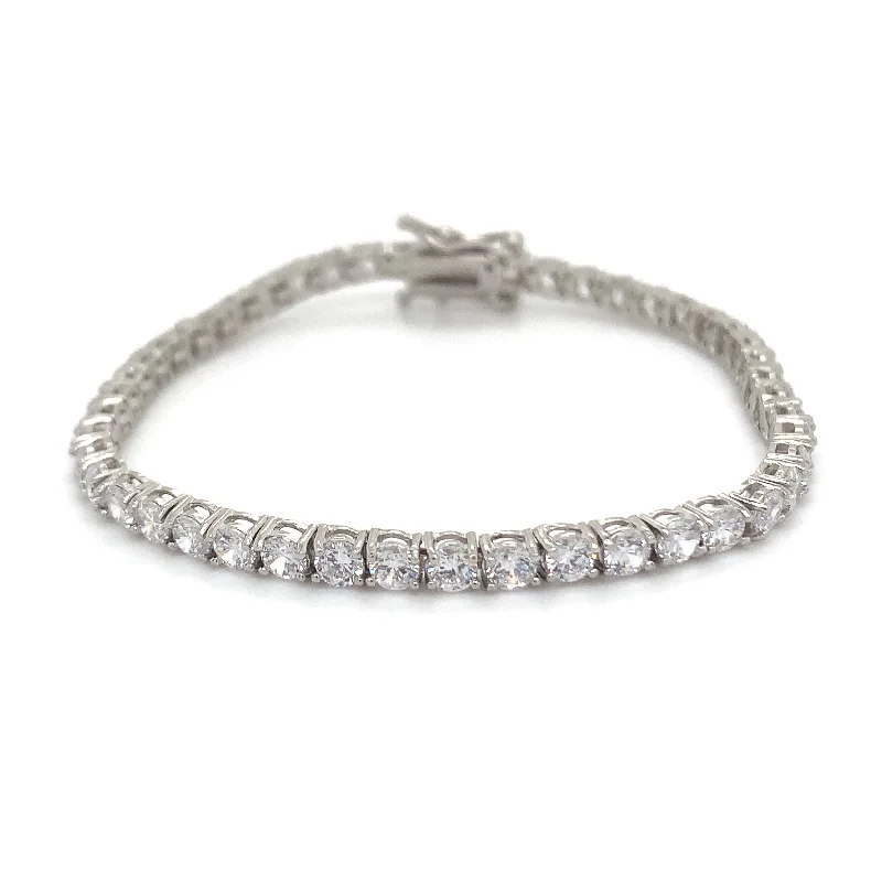 traditional bangle sets for women-Sterling Silver Cz Tennis Bracelet