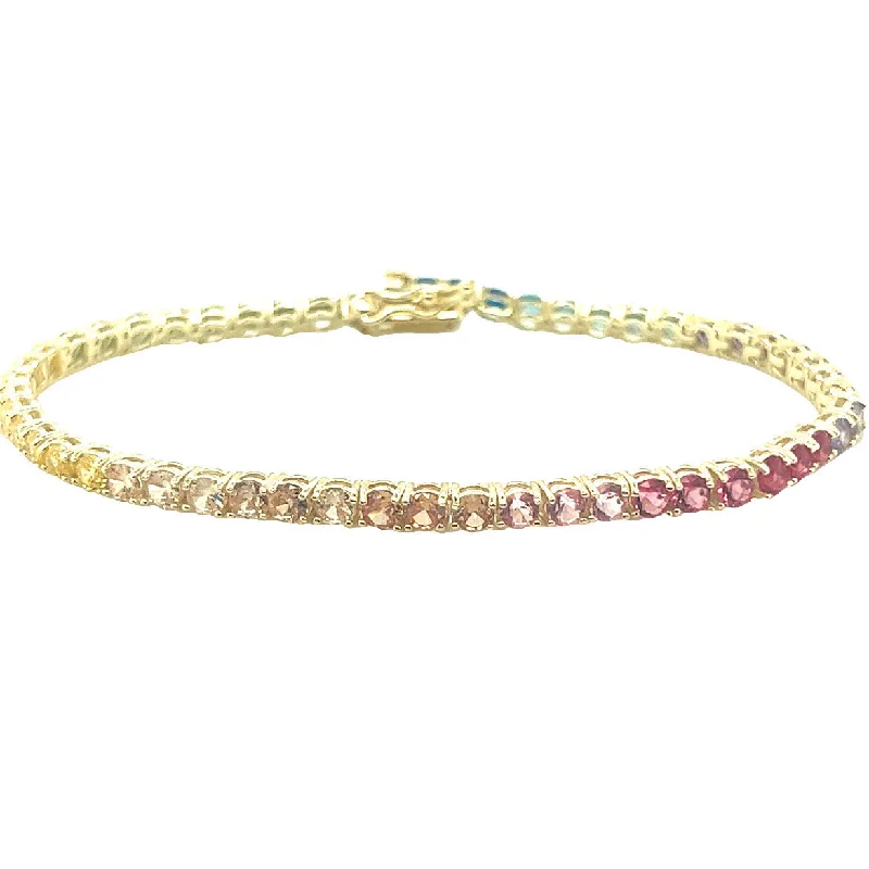 adjustable bangles for women-Golden Rainbow Tennis Bracelet