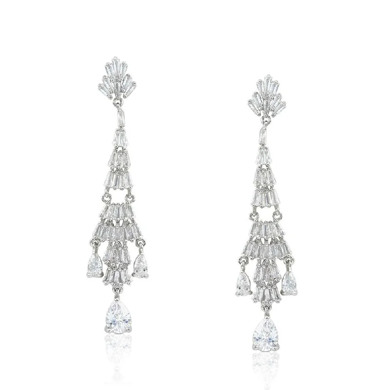 dangly earrings for women-21 Nicole Jewellery Silver Plated Cubic Zirconia Dangler Earrings  - ER383