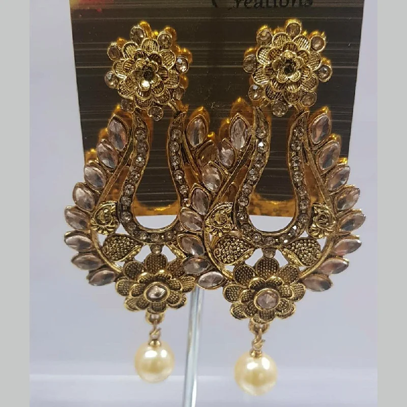 long earrings for women-Shreeji Austrian Stone Gold Plated Dangler Earrings-ShreejiEar04