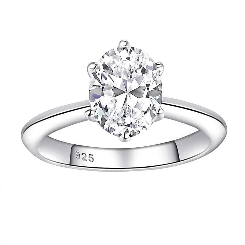 simple diamond engagement rings-Oval Cut Created Diamond Engagement Ring