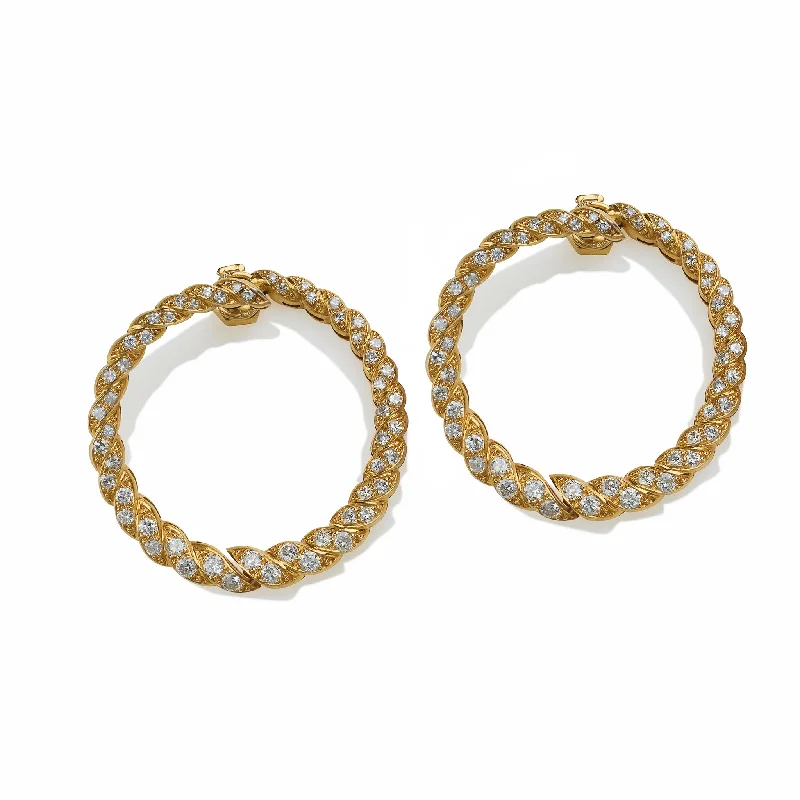 glamorous earrings for women-French Diamond Hoop Earrings