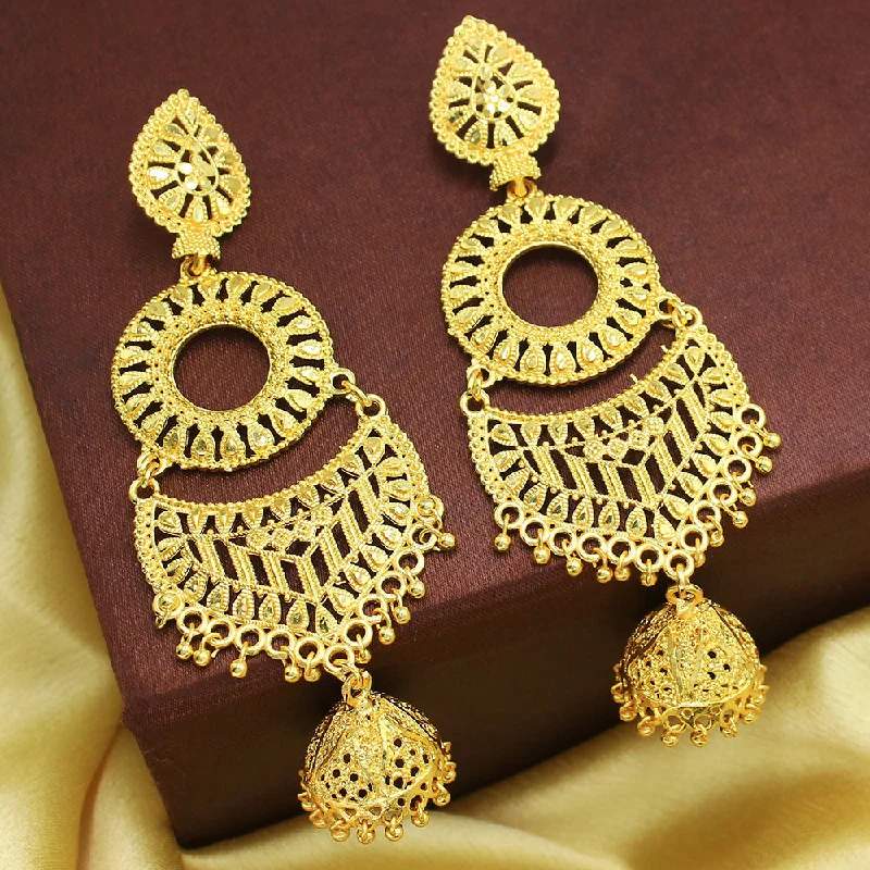 rose gold earrings for women-Mahavir Dye Gold Jhumki Earrings