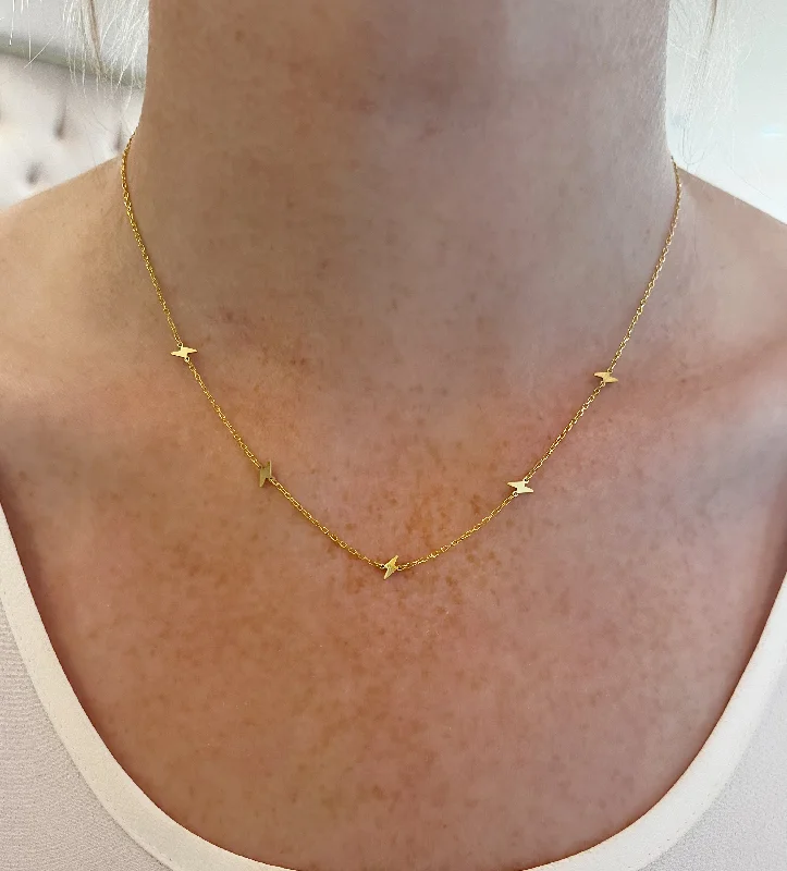 custom gold necklaces for women-Dainty Bolts Necklace