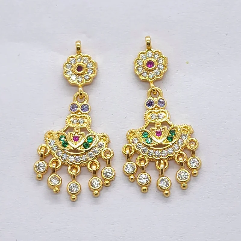 trendy ear cuffs for women-RaiyarajPack of 3 Gold Plated American Diamond Micro Plating Dangler Earrings