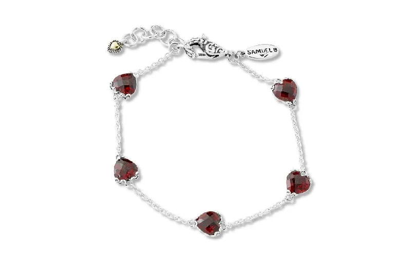 anniversary bangles for women-Glow Heart Bracelet- Garnet