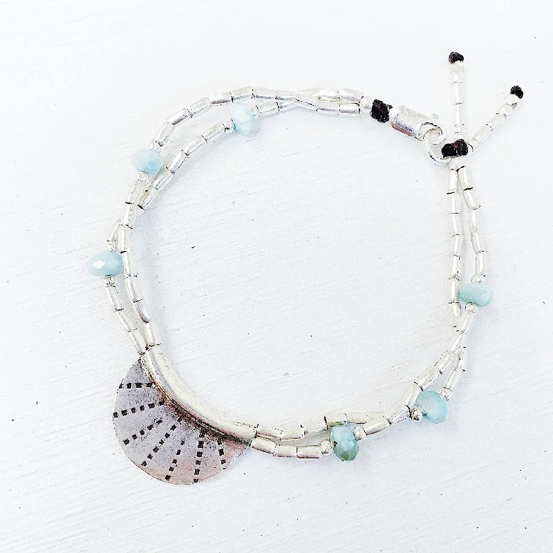 beautiful bangle sets for women-LARIMAR HALF MOON BRACELET