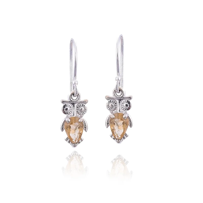 vintage earrings for women-Silver Mountain 925 Silver Citrine Earring