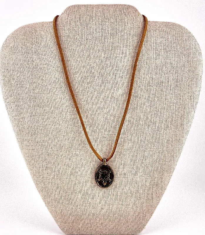 engagement pendant necklaces for women-Turtle Necklace with Suede Chain