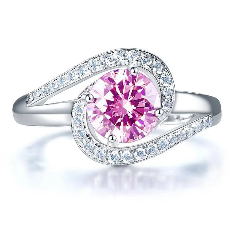 beautiful engagement rings for women-Created Diamond Twist Curl Engagement Ring 1.25 Ct Fancy Pink