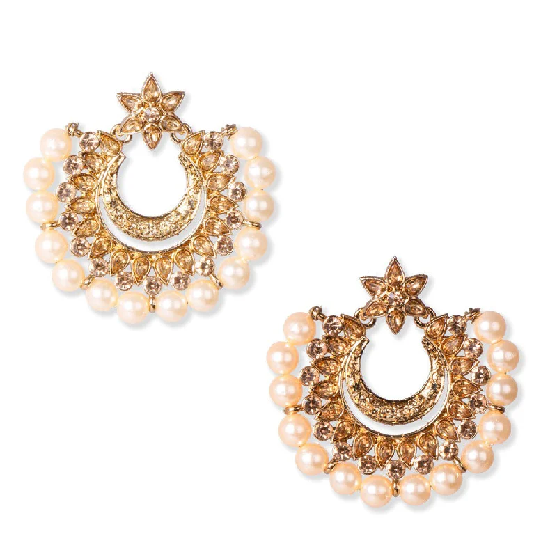 exotic earrings for women-Shreeji Brown Stone And Kundan Gold Plated Dangler Earrings