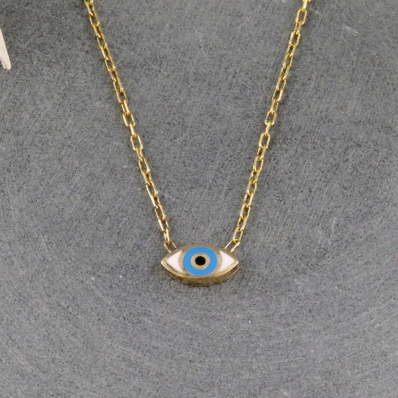 sterling silver necklaces for women-Delicate Enamel Eye Necklace - Gold