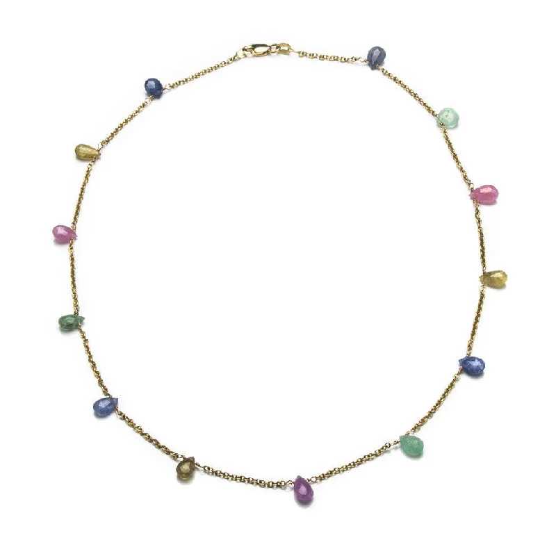 luxury pearl necklaces for women-Multi sapphire and gold necklace