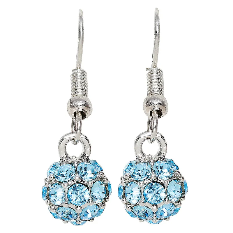 boho earrings for women-Mahi Royal Sparklers Blue Crystals Ball Earrings for Women (ER1109756RBlu)