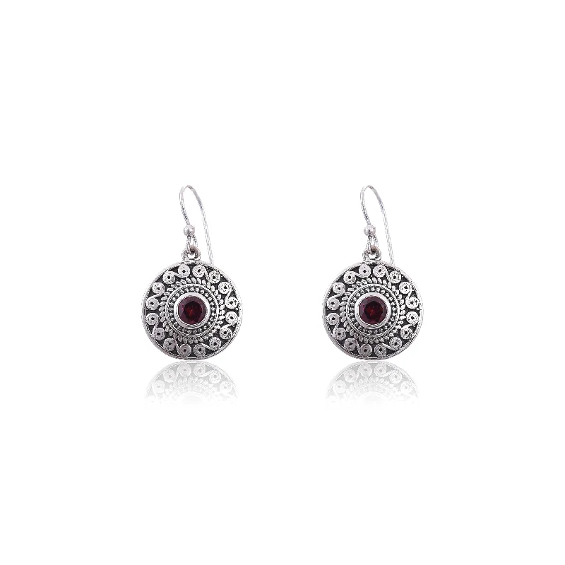 multi-colored earrings for women-Silver Mountain 925 Silver Garnet Earring