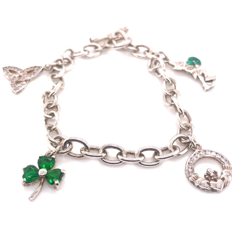 gemstone cuff bangles for women-Celtic Silver charm bracelet