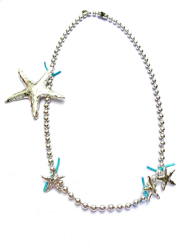 simple necklaces for women-Tra-La-Rá Sea Star Blue Long Necklace