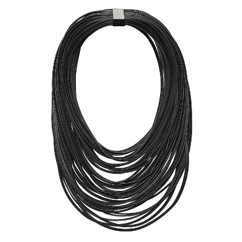 delicate chain necklaces for women-LONG LEATHER STRAND NECKLACE