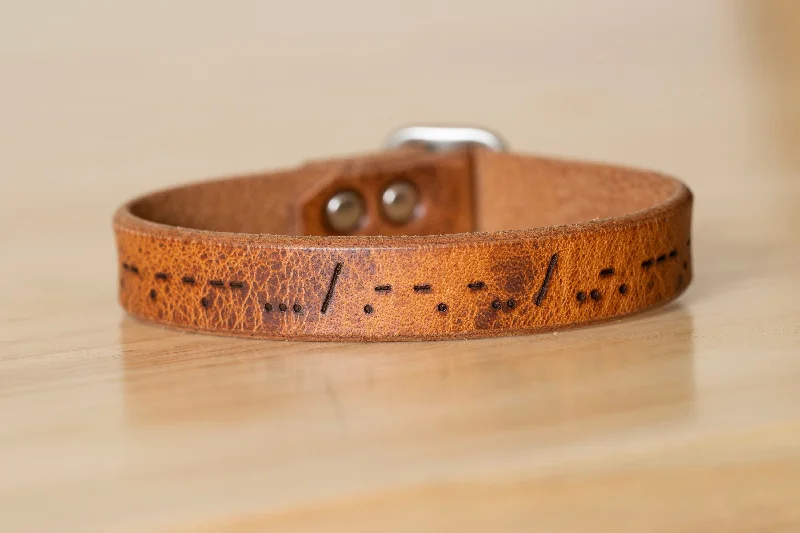 artistic bangles for women-Morse Code Bracelet Leather Couples Bracelet | Always and Forever | Handmade Jewelry Engraved Personalized Gift For Her Mens Bracelet