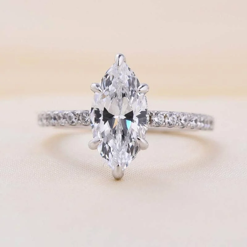 simple diamond engagement rings-1.5 Carat Marquise Cut Engagement Ring