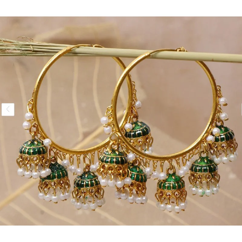 charming earrings for women-Mahavir Gold Plated Jhumki Earrings