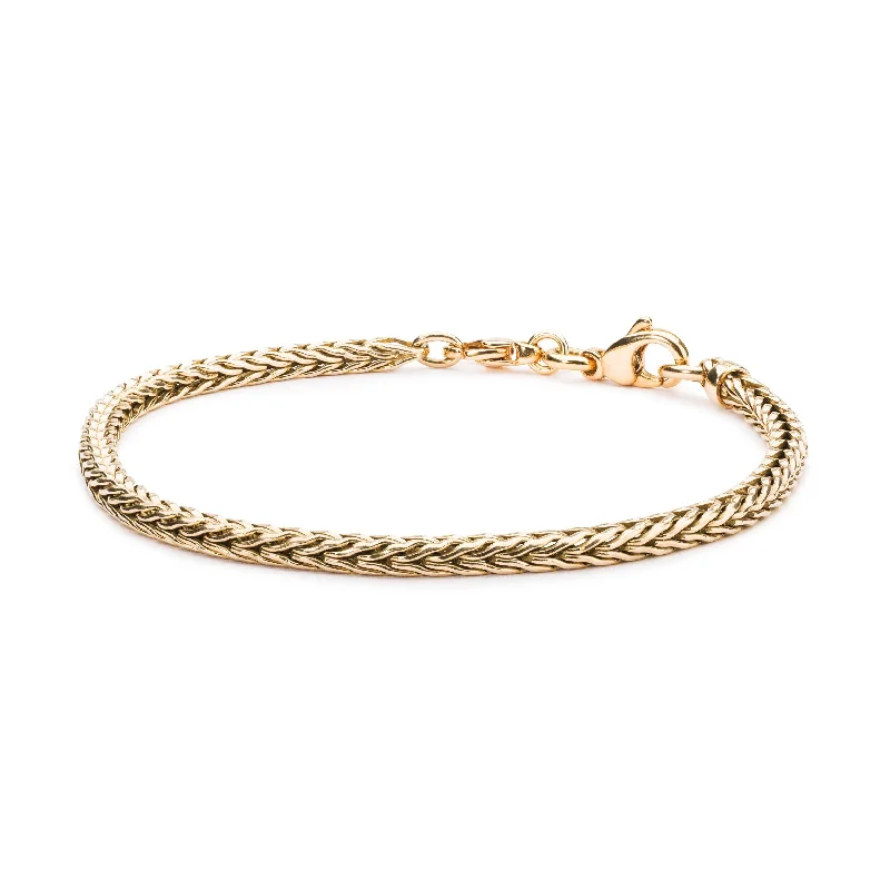 stylish bangles for women-Gold 14 k Bracelet with Basic Lock