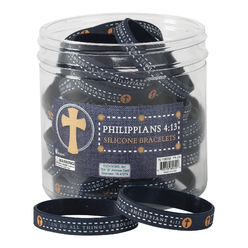 trendy statement bangles for women-Silicone Bracelet - I Can Do All Things Philippians 4:13