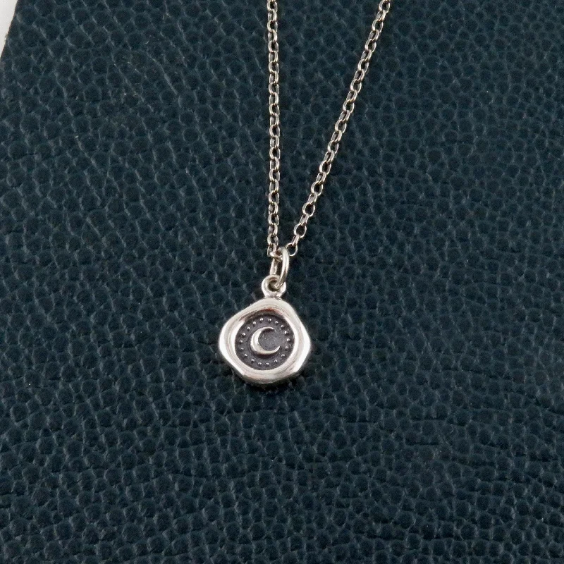 pendant necklaces for women-Mini Moon Wax Seal Necklace