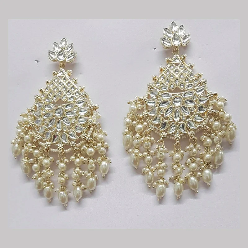 sapphire earrings for women-Shreeji Kundan Stone Gold Plated Dangler Earrings - ShreejiEar30