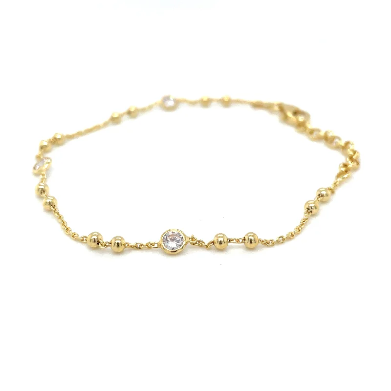 bangle bracelet sets for women-Golden Beaded & Rubover Cz Bracelet