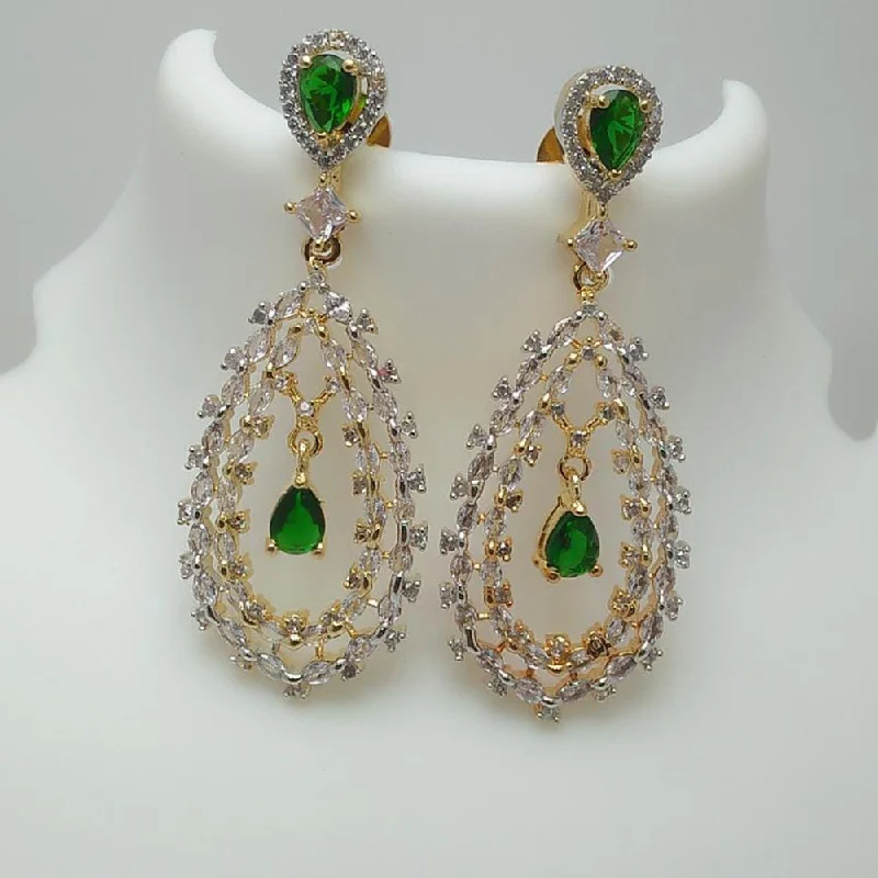 diamond drop earrings for women-Manisha Jewellery 2 Tone Plated AD Stone Dangler Earrings