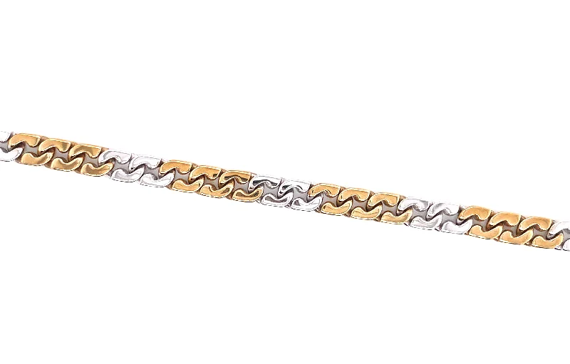 adjustable charm bangles for women-9ct Yellow & White Gold Two Tone Bracelet