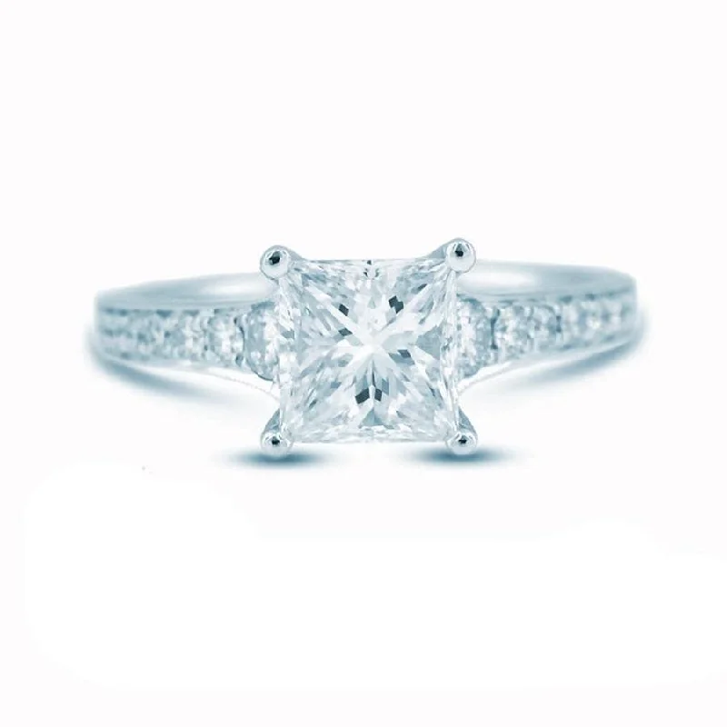 vintage-inspired engagement rings-Created Diamond Princess Cut Solitaire Ring