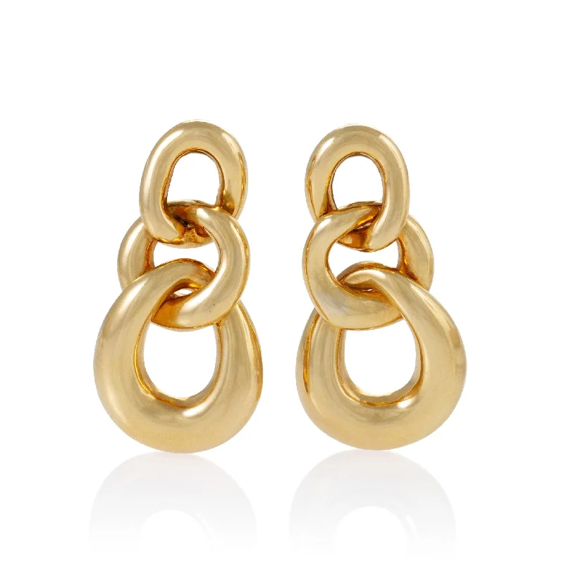 handmade earrings for women-David Webb Gold Triple Curb Link Earrings