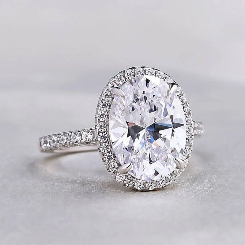 luxury engagement rings-White Gold Halo Oval Cut Diamond Engagement Ring